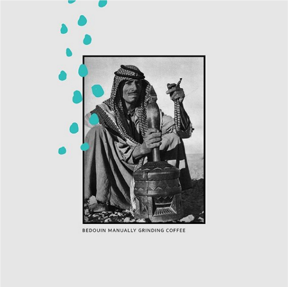 bedouin manually grounding coffee